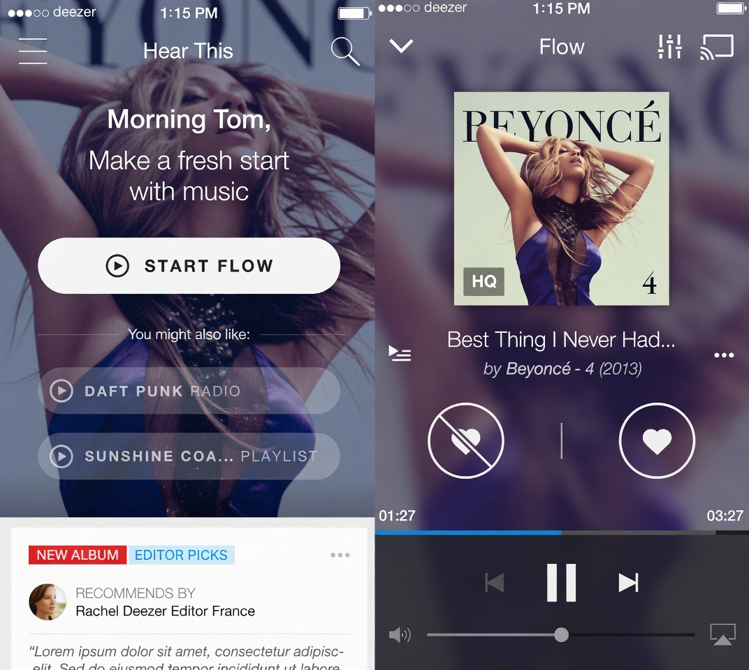 Fonction Flow sur Deezer